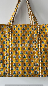 Quilted Cotton Handprinted Reversible Large Multicolor <b>Floral</b> <b>Tote</b> <b>Bag</b> Eco-Friendly Open Closure Shopping Handmade Boho <b>Bag</b> - Product Image 2