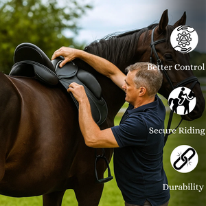 Sillín de salto inglés de caballo de cuero Premium Sillín de cuero genuino para caballos - Product Image 3