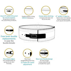 Cinturón de Levantamiento de Pesas Unisex 2024 de Alta Calidad, de Cuero Vacuno y Neopreno, Antideslizante, con Hebilla Personalizable con Logotipo y Colores a Medida, para Fitness y Seguridad - Product Image 2