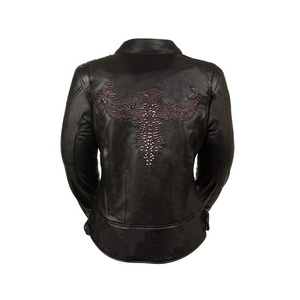 Women Quilted-Collar Red-Color Autumn Winter Ladies Bikers Breathable Longed Zippers Motorbike Leather Biker Jackets - Product Image 4