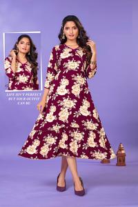 Túnica de rayón puro aprobada por Liva, estilo largo Kurti, ropa india y pakistaní, diseño impreso de calidad fina - Product Image 2