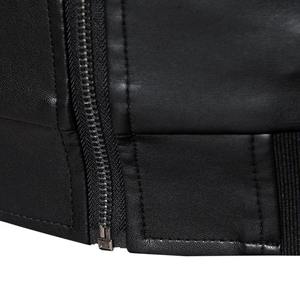 Chaqueta de cuero de motocicleta de invierno para hombre de moda americana cuello levantado estilo británico nueva versión coreana Casual PU lona alta - Product Image 4