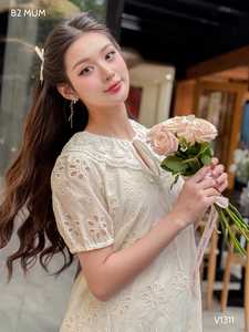 V1311 Cool Floral bordado niñas vestido de verano adecuado para el sudor absorbente y tela sin arrugas - Product Image 6