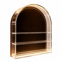 Étagère de présentation de maquillage en acrylique arquée personnalisable à 3 niveaux, support de vanité pour salon de beauté
