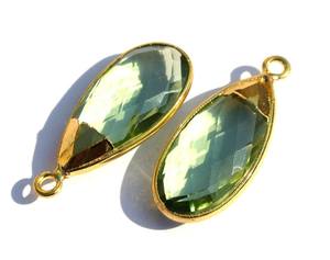 Oro galvanizado Trim verde amatista cuarzo facetado pera colgante bisel conjunto DIY estilo Vintage joyería suministros - Product Image 5