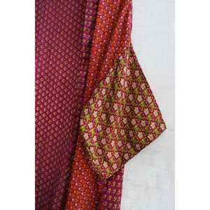 Bata Kimono Ligera y Transpirable de Talla Grande, hasta la Rodilla, con Parches de Seda, Estampado Indio Hecho a Mano, para Descansar y Dormir - Product Image 3