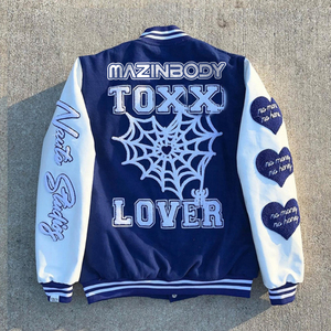 Chaqueta con letras de béisbol de cuero para hombre con bordado de chenilla de lana de fabricante personalizado - Product Image 3