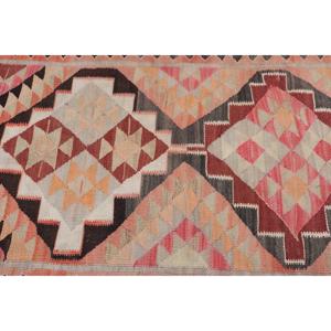 3x10.5 ft Vintage Turkish Rug, <b>Runner</b> Rug, Kilim <b>Red</b> Wool Rug - Product Image 5
