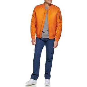 Color naranja OEM Logotipo personalizado Diseño de manga larga Ropa de hombre Chaquetas Estilo casual Chaqueta de béisbol universitaria para hombres Precio barato - Product Image 2