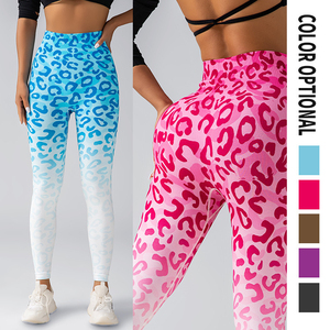 OEM personalizado Sexy leopardo Leggings mujeres sin costuras mallas delgadas deportes Fitness correr pantalones cintura alta cadera moda medias elásticas - Product Image 6