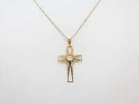 Collier croix en argent sterling 925 plaqué or rose pour femme Tishya Diamond, pendentif moissanite taille brillant, filigrane vintage