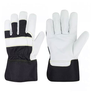 Gants de travail en cuir véritable durables avec poignet réglable, anti-coupure et anti-écrasement, pour une utilisation industrielle et de construction - Product Image 1