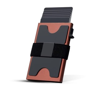 Wholesale Casekey Engraved Logo Front Pocket Slim RFID Aluminum OEM Popup <b>Wallet</b> Ultra Thin <b>Metal</b> Smart With Laser Card Holders - Product Image 2