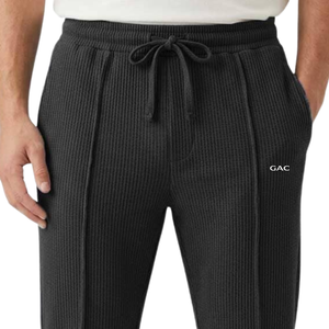 Mens Waffle Knit <b>Jogger</b> Pants Drawstring Elastic Waist <b>Slim</b> Fit Casual Lounge Sweatpants Soft Textured Tapered Pockets 100% - Product Image 4