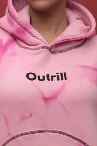 Sweat à capuche unisexe surdimensionné rose tie-dye en molleton d'automne, avec coutures premium à trois aiguilles et cinq fils - Product Image 5