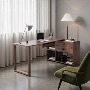 Warm Brown <b>Solid</b> <b>Wood</b> Rectangle Writing <b>Desk</b> with Drawer Storage Mortise-and-Tenon Joinery 1-Year Warranty - Product Image 1