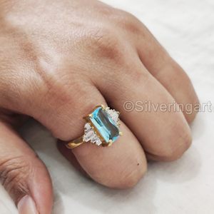 Anillo de mujer Topacio azul suizo natural Piedra preciosa Piedra DE NACIMIENTO DE DICIEMBRE Anillo apilable delicado pequeño Joyería Anillo de plata esterlina 925 - Product Image 4