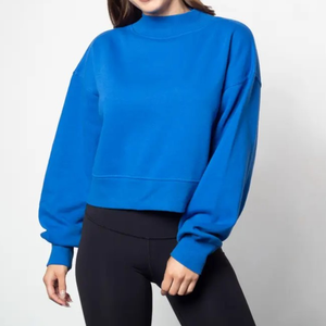 Sudadera de Forro Polar para Mujer, Cuello Alto, Bordada, Color Sólido, con Logotipo Frontal, Corte Holgado, Estilo Casual, Invierno 2025 - Product Image 1