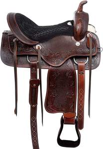 Ensemble de sellerie de cheval de qualité supérieure selle en cuir véritable de course occidentale et anglaise pour l'équitation matériau synthétique - Product Image 4
