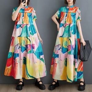 Japonés Corea estilo Patchwork dibujos animados estampado manga corta suelta verano blusa vestido calle moda mujeres Casual vestidos largos - Product Image 5
