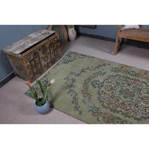 Tapis turc 4,3x8,2 pi (130x251 cm), tapis vintage vert sud-ouest - Product Image 5