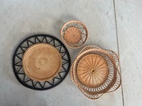 Sous-verres en rotin naturel faits à la main, tissés en osier, style bohème, décoration de table rustique, dessous de verre ronds pour café et boissons