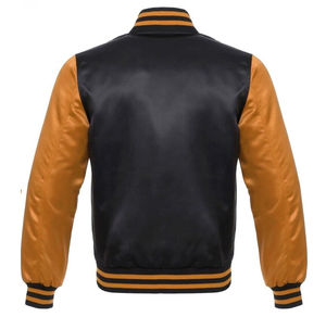 Chaqueta universitaria de satén Chaquetas universitarias con logotipo personalizado para hombre Chaqueta de béisbol informal de manga larga a la moda con revestimiento bordado - Product Image 2