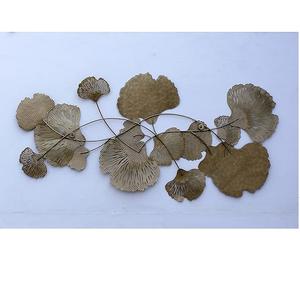 Art mural vintage en forme de fleur en métal fait à la main en or chambre salon bureau Sculpture décorative murale - Product Image 1