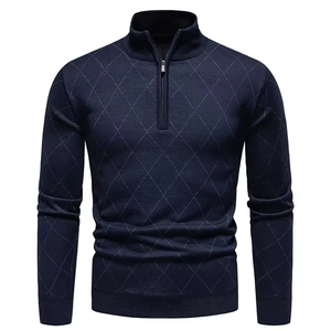 Pull en maille épaisse et côtelée pour homme, personnalisé, pour l'hiver, en polyester/coton, anti-boulochage, respirant, avec logo sur le devant - Product Image 4