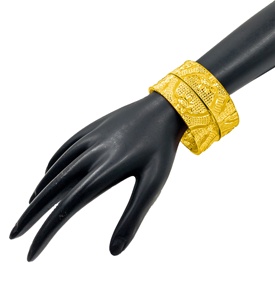 Ensemble de bracelets, boucles d'oreilles et bague en or plaqué 24 carats de 5 grammes, magnifique, pour femmes, design de créateur, mariage, petite taille, tendance, nouveau - Product Image 1