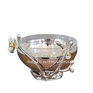 Cuenco decorativo de material de resina de aluminio con Base plateada para servir comida, fruta, cuenco clásico exclusivo - Product Image 3