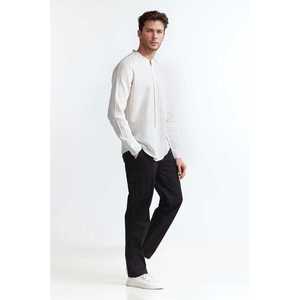 <b>Men's</b> Casual Stripe <b>Shirt</b> White <b>Black</b> 100% Cotton Poplin Breathable Plain Dyed Size XL ODM Supply - Product Image 6
