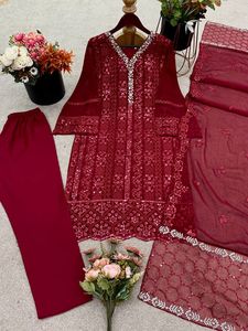 Conjunto de Ropa Étnica de diseñador con bordado Salwar Kameez para mujer con Dupatta y parte inferior sin costuras a los mejores precios - Product Image 6