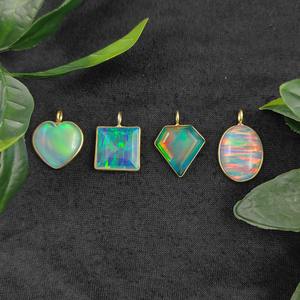 Fire Opal <b>Pendant</b> 925 Silver Gold Plated Fancy Bezel Setting Handmade Gemstone <b>Charm</b> Wholesale Jewelry Supplier - Product Image 4