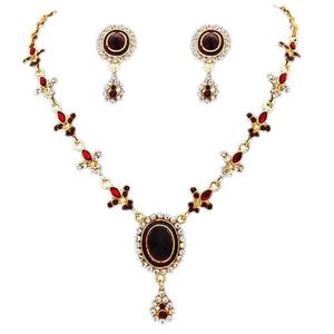 Kriaa 1100201 Meenakari Gold Plated Necklace <b>Set</b> with <b>Pearl</b> Diamond Classic Fine Austrian Stone Earrings Custom Alloy Jewelry - Product Image 1