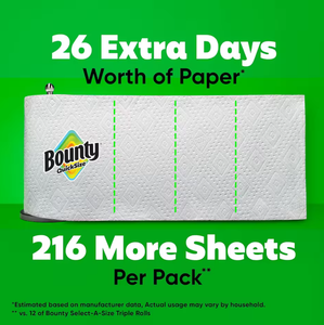 Nuevo Papel Higiénico Boun-ty Original de 2 Capas, Suave, Lavable, Desechable, Blanco, 12 Rollos Familiares |   40 Rollos Regulares USA - Product Image 2