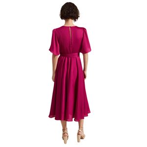 Floral Midi Sundress con cuello en V con cinturón Bodycon Diseño con volantes sin mangas Impreso digital Tejido Método de tejido Vestidos Casuales - Product Image 2