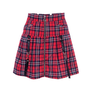 Fournisseur en gros personnalisé femmes fille gothique Punk Rock métal foncé une ligne A forme Kilts rouge Ecosse Kilt fabricant personnaliser - Product Image 1