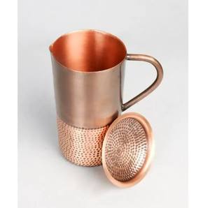 Antique Copper Metal Pitcher <b>with</b> Double Wall Disposable Home and Restaurant Accessory Featuring Lid and <b>Straw</b> - Product Image 3