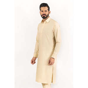 <b>White</b> Gold Unstitched 100% Cotton Poplin Fabric for <b>Dress</b> <b>Shirts</b> Plain Dyed - Product Image 2