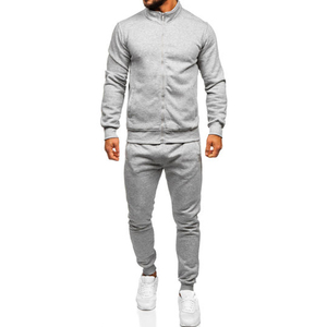 Fermeture éclair col rond survêtement hommes deux pièces ensemble survêtement décontracté à manches longues Jogging costume vêtements de sport tenue d'entraînement - Product Image 1