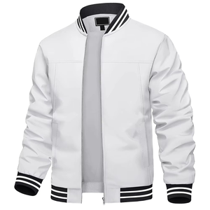 Chaqueta de béisbol de manga larga con estampado personalizado para hombre chaquetas universitarias en blanco con letras lisas para hombre al por mayor - Product Image 1