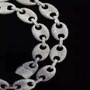 Cadena de eslabones de alta calidad chapada en oro amarillo de 14K y 18K personalizada Moissanite Diamond Iced Hip Hop Style Cadena cubana para hombres y mujeres - Product Image 5