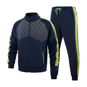 Conjunto deportivo para hombre, poliéster, cierre de cremallera, transpirable, ligero, para gimnasio, jogging, informal, chaqueta deportiva - Product Image 2