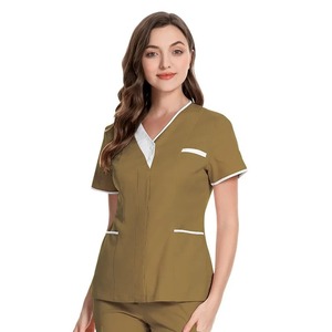 Uniformes de algodón con apertura de cremallera para mujer, ropa de trabajo de enfermera con cuello de abrigo, mono de médico veterinario para Spa, ropa de trabajo - Product Image 2
