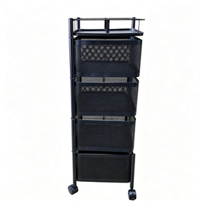 Chariot de rangement multi-niveaux <span class=keywords><strong>pas</strong></span> <span class=keywords><strong>cher</strong></span> avec roulettes, étagère métallique organisatrice pour la maison et la cuisine, gain de place - Product Image 4