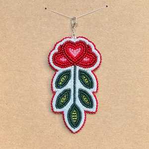 Beaded Floral Heart <b>Bag</b> <b>Charm</b> Keychain - Product Image 1