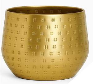 Jardinière en métal doré sculpté à la main en relief diamètre 8.75 "hauteur 9 écologique 10 portées pour salon chambre maison jardin - Product Image 1