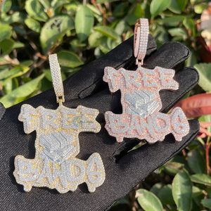 Colgante de Lujo Estilo Hip Hop para Hombre con Moissanita de Corte Brillante, Plata de Ley 925 Bañada en Oro de 14K, con Bandas Personalizadas Gratuitas - Product Image 1