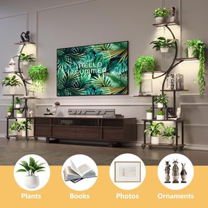 Étagère LED en bois sculptée à la main pour plantes d'intérieur, support pour plantes à spectre complet, semis de fleurs, RC - Product Image 2